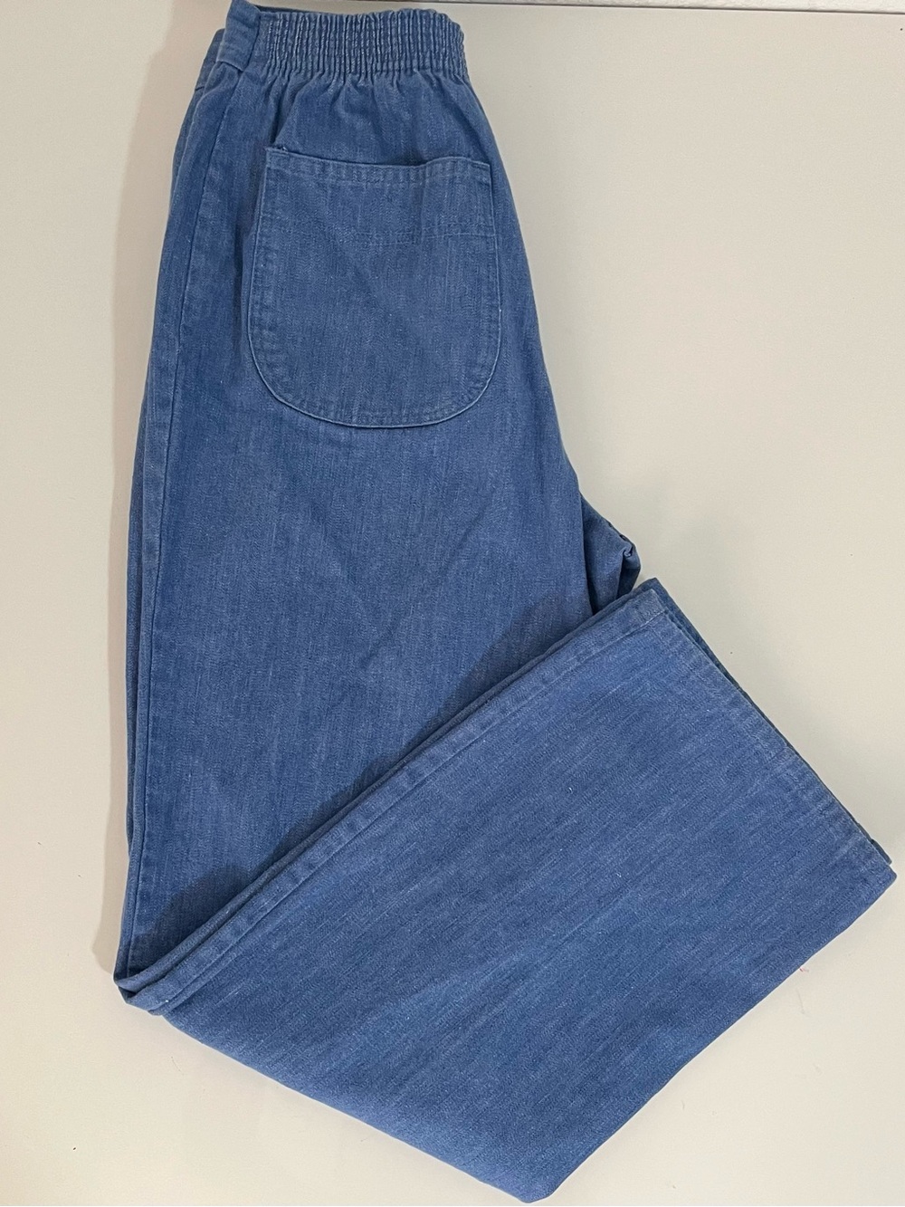 Vintage 1980s Sears 100% Cotton High Waist Wide Leg Pants Blue Size 14